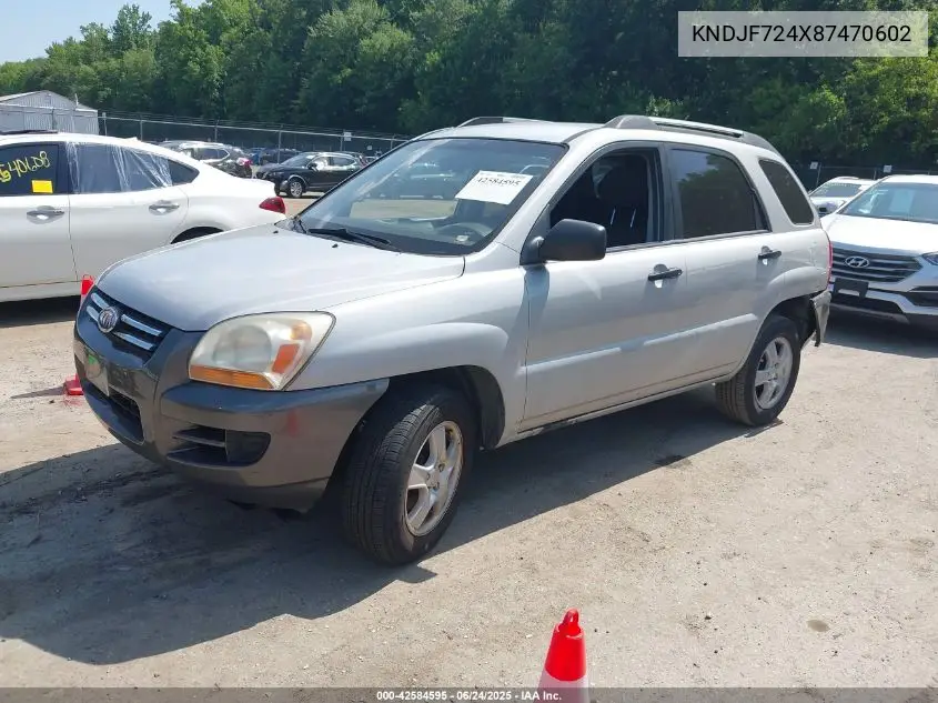 2008 Kia Sportage Lx VIN: KNDJF724X87470602 Lot: 42584595