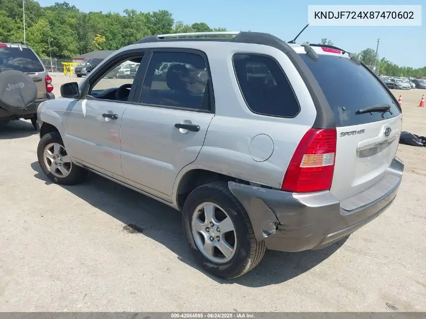2008 Kia Sportage Lx VIN: KNDJF724X87470602 Lot: 42584595
