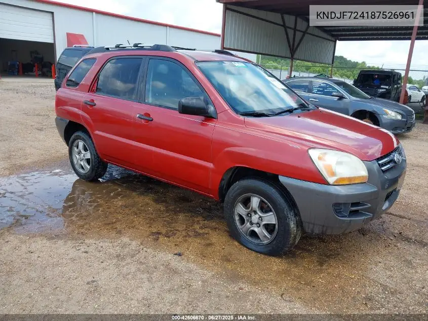 2008 Kia Sportage Lx VIN: KNDJF724187526961 Lot: 42606670