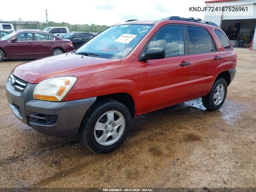 2008 Kia Sportage Lx VIN: KNDJF724187526961 Lot: 42606670