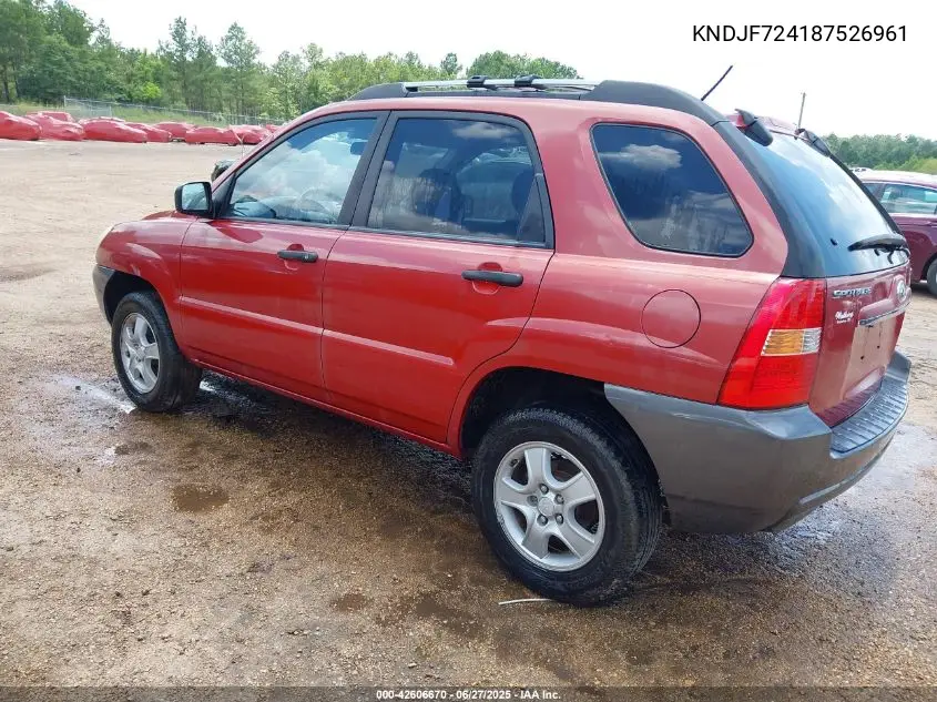 2008 Kia Sportage Lx VIN: KNDJF724187526961 Lot: 42606670