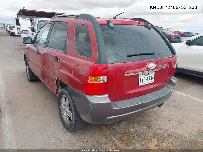 2008 Kia Sportage Lx VIN: KNDJF724887521238 Lot: 42610273