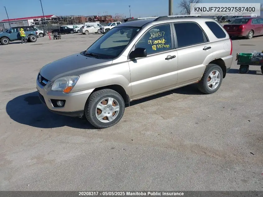 2009 Kia Sportage Lx VIN: KNDJF722297587400 Lot: 20208317