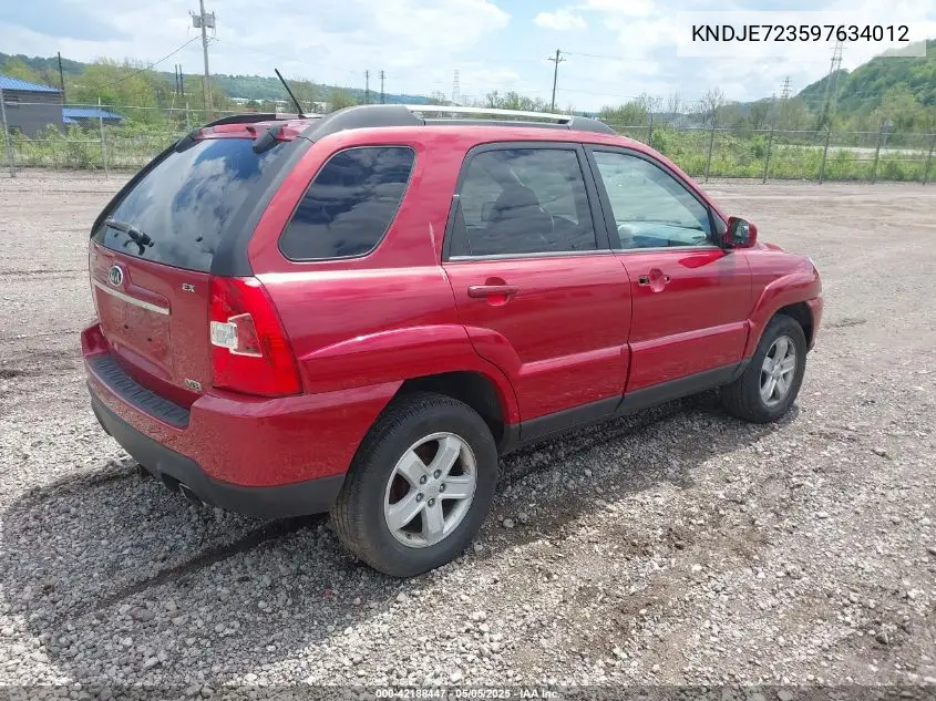2009 Kia Sportage Ex V6 VIN: KNDJE723597634012 Lot: 42188447