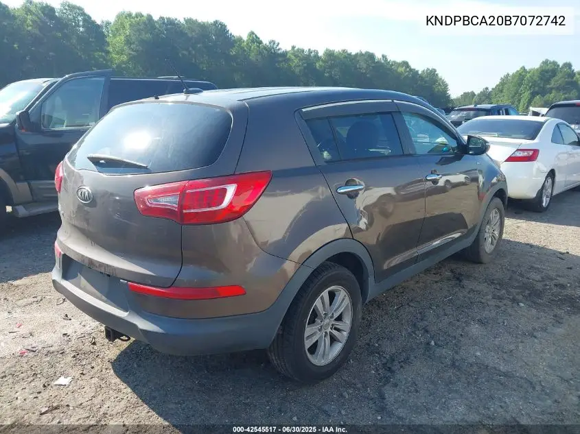 2011 Kia Sportage Lx VIN: KNDPBCA20B7072742 Lot: 42545517