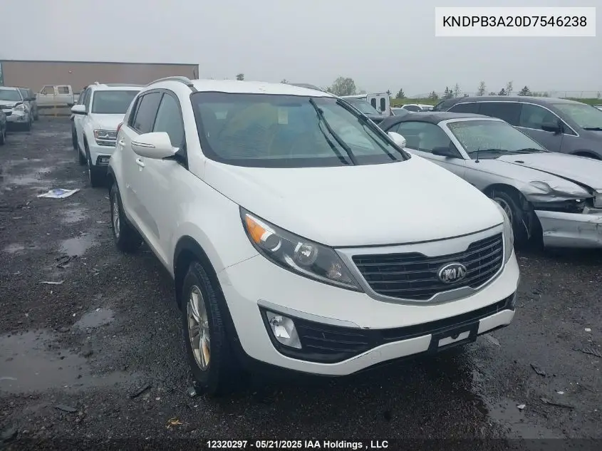2013 Kia Sportage Lx VIN: KNDPB3A20D7546238 Lot: 12320297