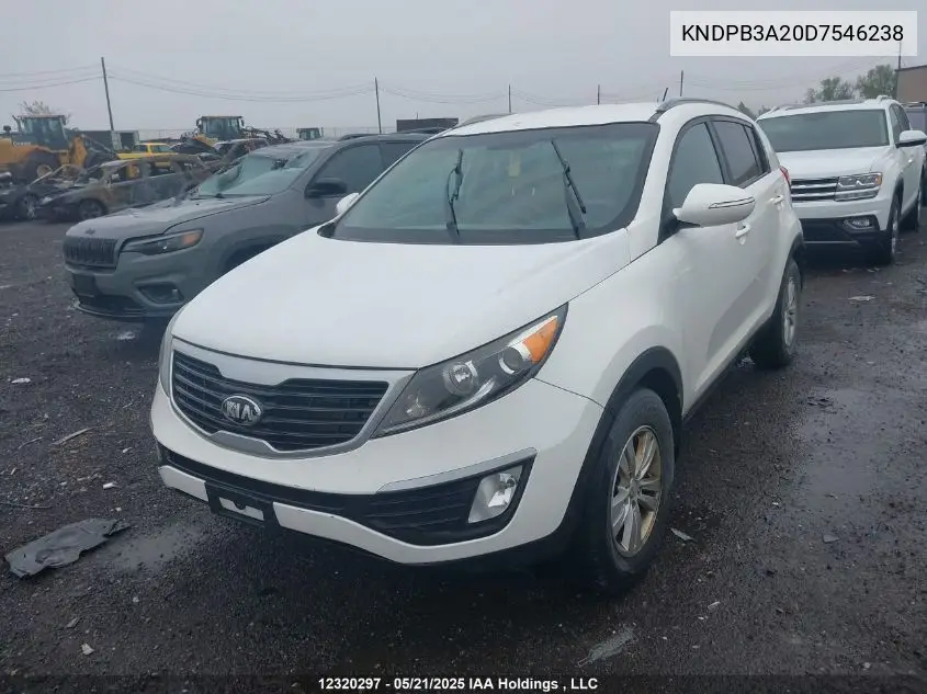 2013 Kia Sportage Lx VIN: KNDPB3A20D7546238 Lot: 12320297