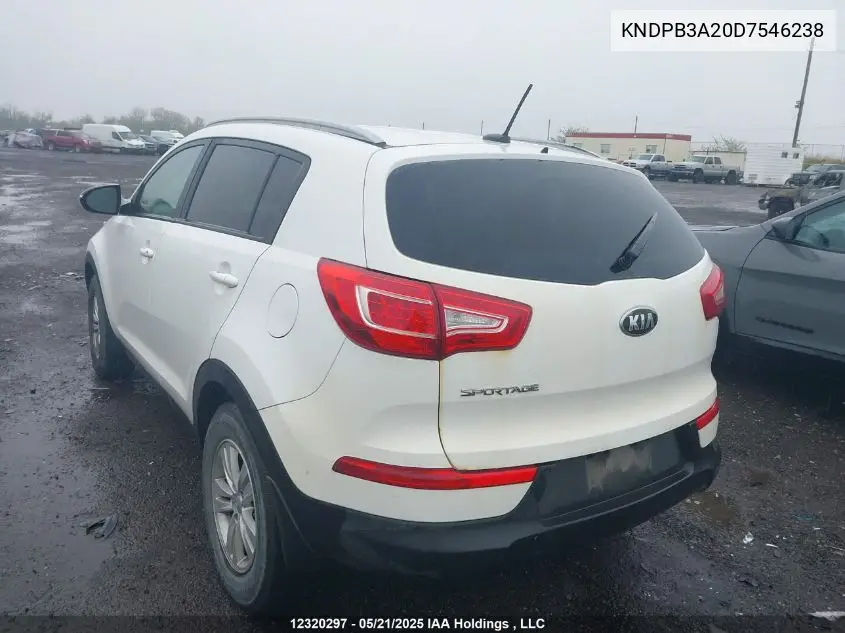 2013 Kia Sportage Lx VIN: KNDPB3A20D7546238 Lot: 12320297