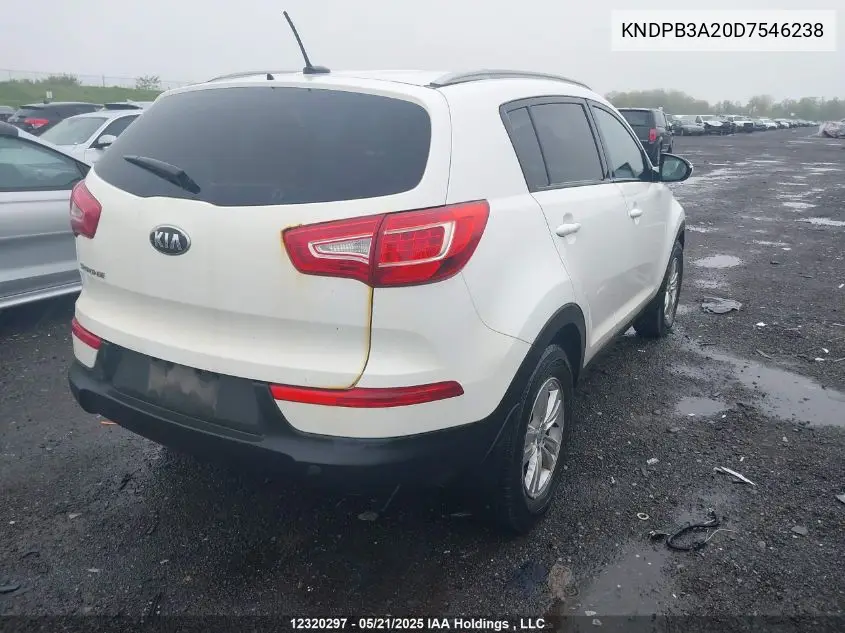 2013 Kia Sportage Lx VIN: KNDPB3A20D7546238 Lot: 12320297