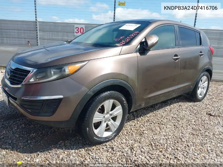 2013 Kia Sportage Lx VIN: KNDPB3A24D7416706 Lot: 42525729