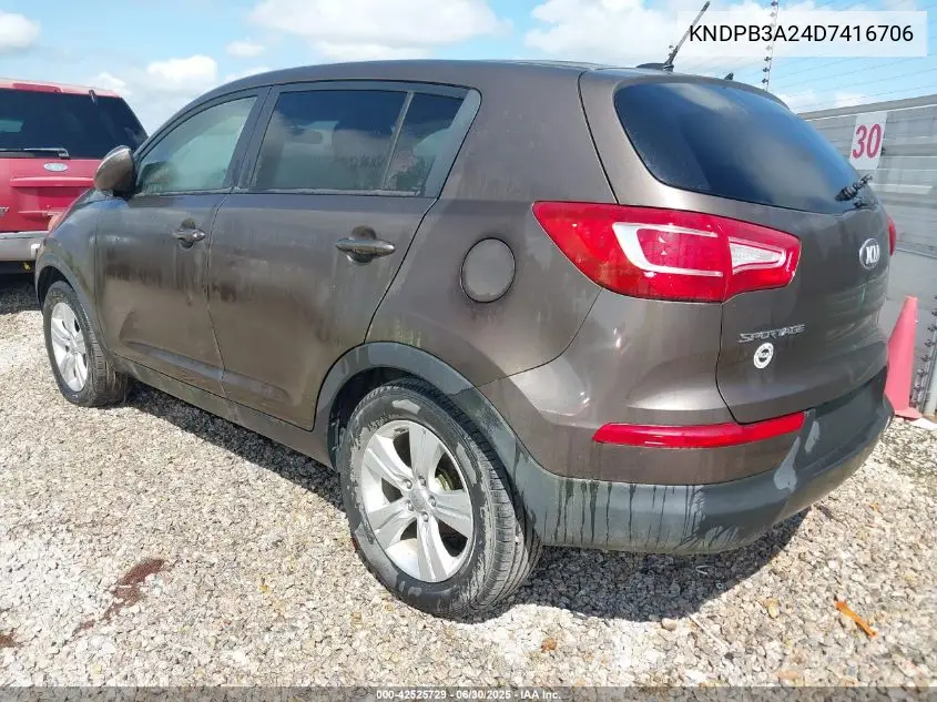 2013 Kia Sportage Lx VIN: KNDPB3A24D7416706 Lot: 42525729