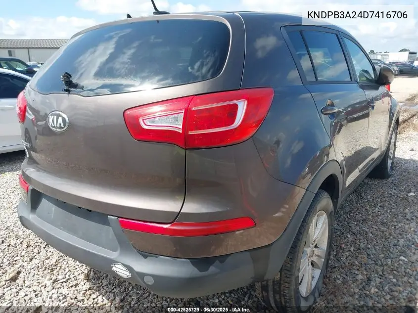 2013 Kia Sportage Lx VIN: KNDPB3A24D7416706 Lot: 42525729