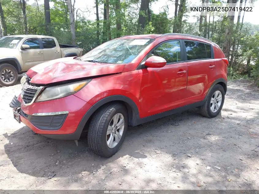 2013 Kia Sportage Lx VIN: KNDPB3A25D7419422 Lot: 42593638