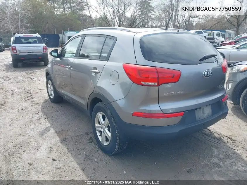 2015 Kia Sportage Lx VIN: KNDPBCAC5F7750559 Lot: 12271784