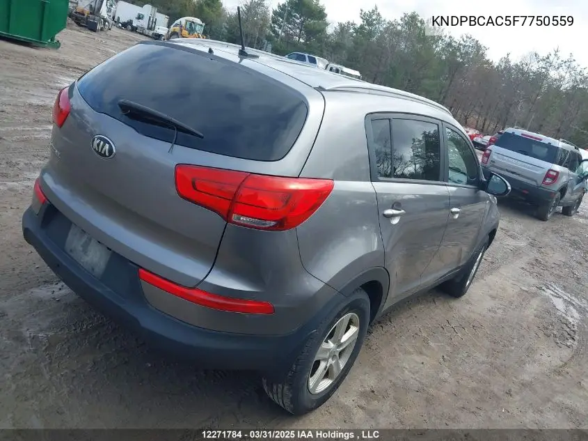 2015 Kia Sportage Lx VIN: KNDPBCAC5F7750559 Lot: 12271784