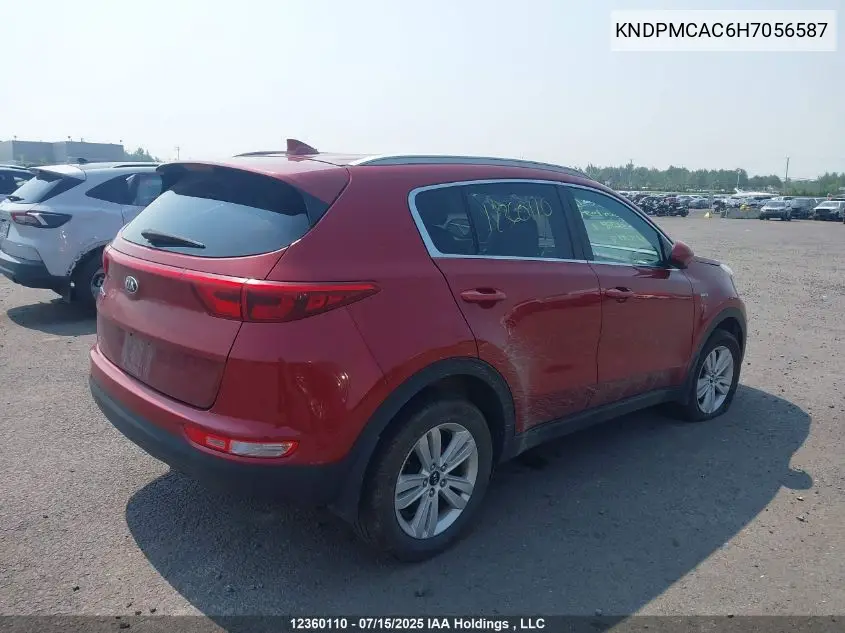 2017 Kia Sportage Lx VIN: KNDPMCAC6H7056587 Lot: 12360110