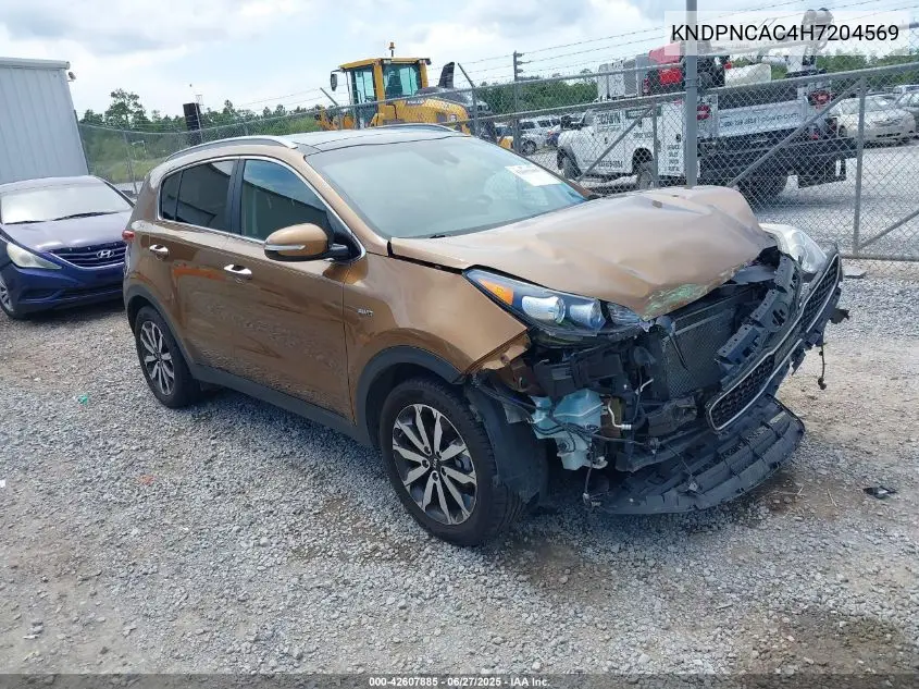 2017 Kia Sportage Ex VIN: KNDPNCAC4H7204569 Lot: 42607885