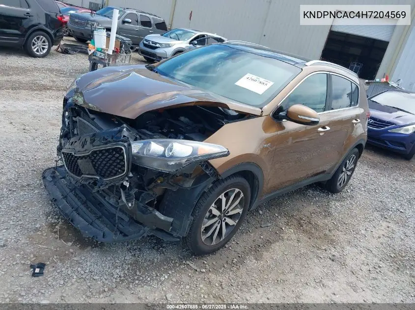 2017 Kia Sportage Ex VIN: KNDPNCAC4H7204569 Lot: 42607885