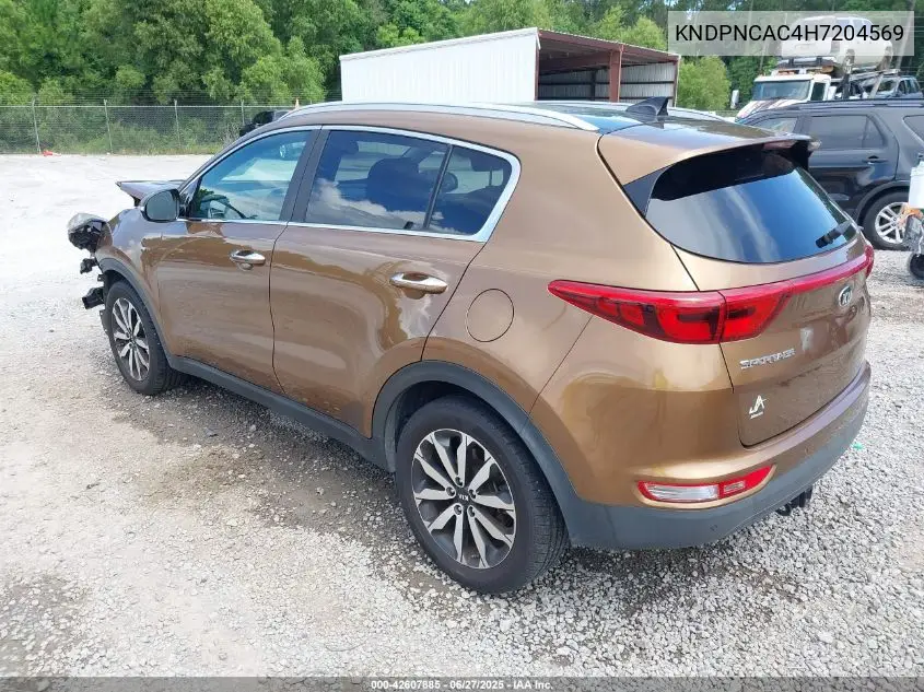 2017 Kia Sportage Ex VIN: KNDPNCAC4H7204569 Lot: 42607885