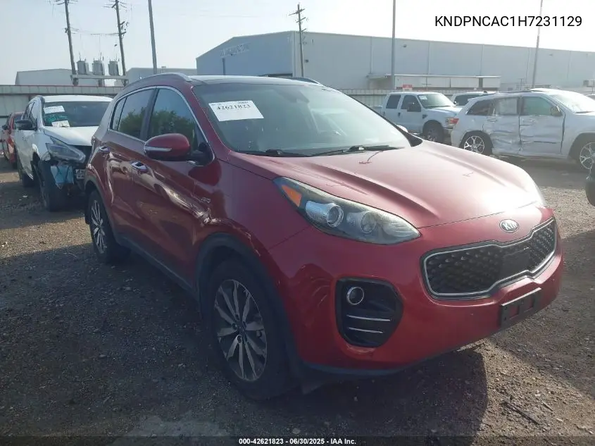 2017 Kia Sportage Ex VIN: KNDPNCAC1H7231129 Lot: 42621823