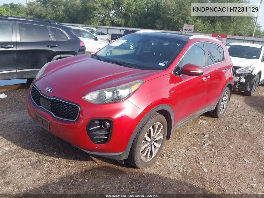 2017 Kia Sportage Ex VIN: KNDPNCAC1H7231129 Lot: 42621823