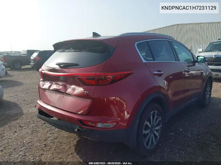 2017 Kia Sportage Ex VIN: KNDPNCAC1H7231129 Lot: 42621823