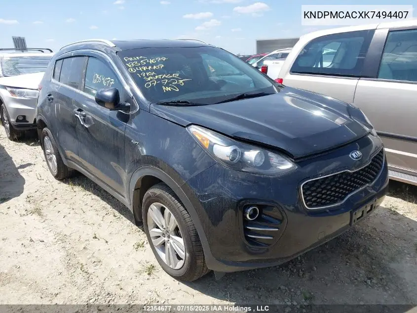 2019 Kia Sportage Lx VIN: KNDPMCACXK7494407 Lot: 12354677