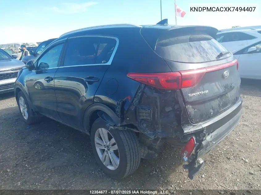 2019 Kia Sportage Lx VIN: KNDPMCACXK7494407 Lot: 12354677