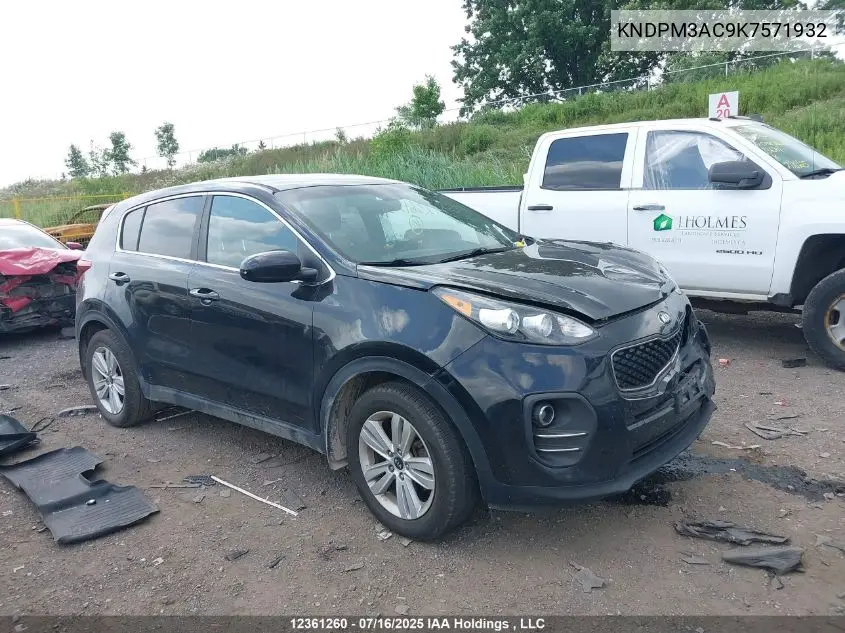 2019 Kia Sportage VIN: KNDPM3AC9K7571932 Lot: 12361260