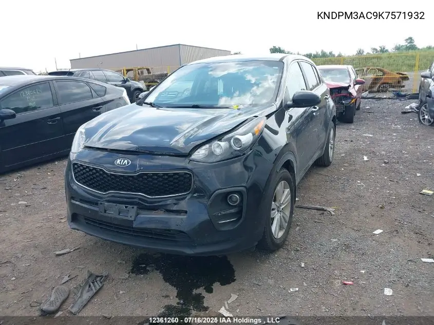 2019 Kia Sportage VIN: KNDPM3AC9K7571932 Lot: 12361260