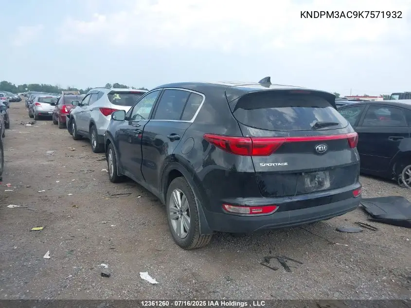 2019 Kia Sportage VIN: KNDPM3AC9K7571932 Lot: 12361260