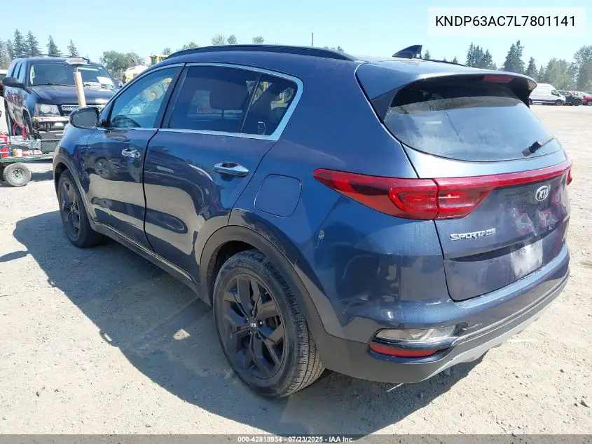 2020 Kia Sportage S VIN: KNDP63AC7L7801141 Lot: 42818934