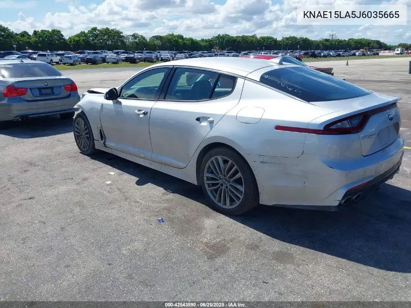 2018 Kia Stinger VIN: KNAE15LA5J6035665 Lot: 42543590