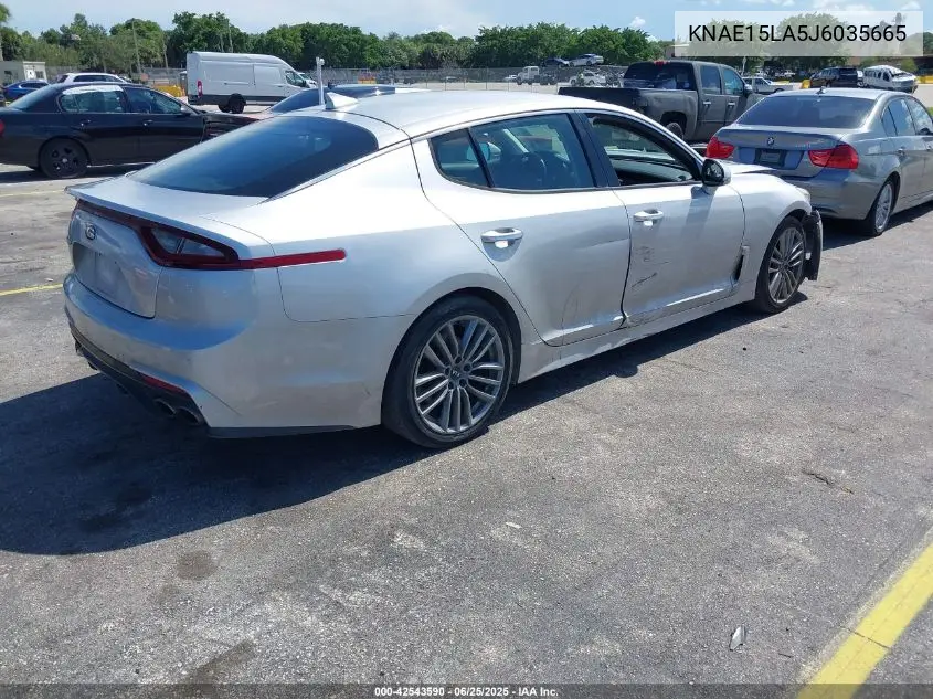 2018 Kia Stinger VIN: KNAE15LA5J6035665 Lot: 42543590