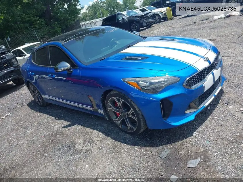 2018 Kia Stinger Gt1 VIN: KNAE45LCXJ6028736 Lot: 42634273