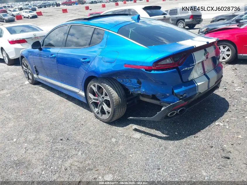2018 Kia Stinger Gt1 VIN: KNAE45LCXJ6028736 Lot: 42634273