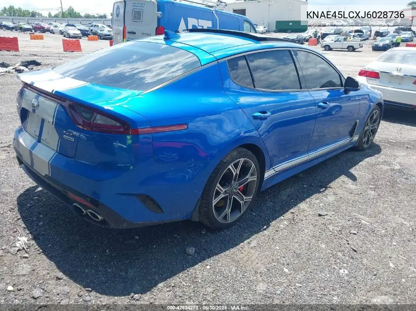 2018 Kia Stinger Gt1 VIN: KNAE45LCXJ6028736 Lot: 42634273