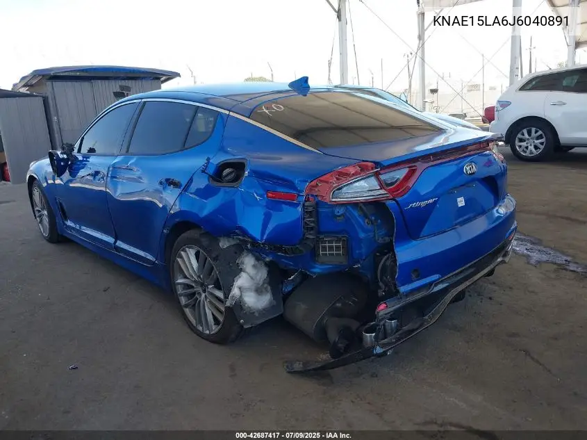 2018 Kia Stinger VIN: KNAE15LA6J6040891 Lot: 42687417