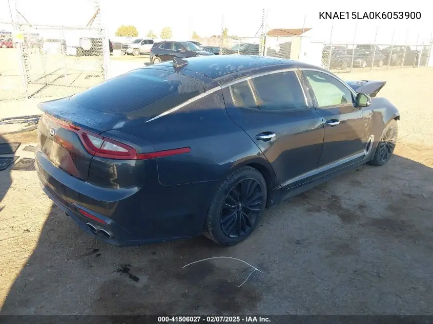 2019 Kia Stinger VIN: KNAE15LA0K6053900 Lot: 41506027