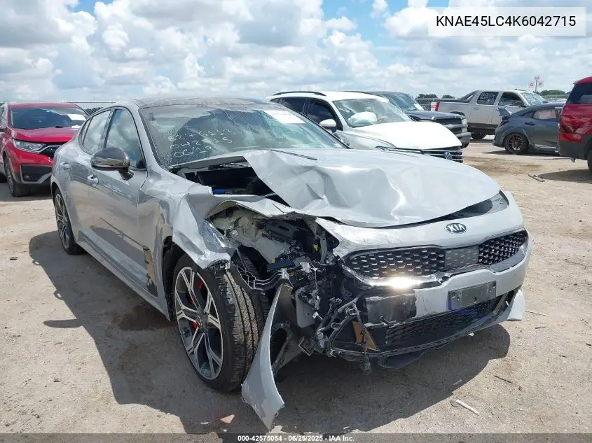 2019 Kia Stinger Gt1 VIN: KNAE45LC4K6042715 Lot: 42575054