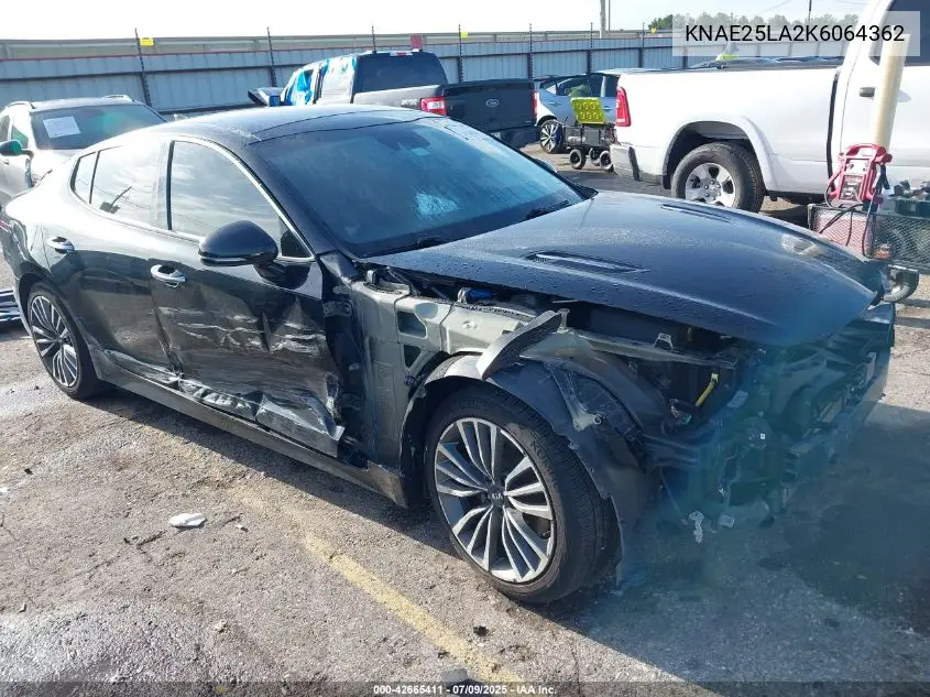 2019 Kia Stinger Premium VIN: KNAE25LA2K6064362 Lot: 42665411