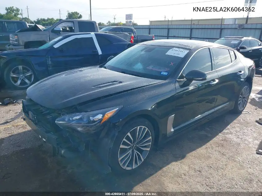 2019 Kia Stinger Premium VIN: KNAE25LA2K6064362 Lot: 42665411