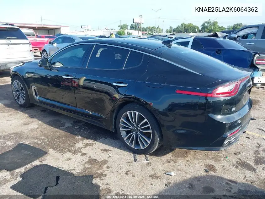 2019 Kia Stinger Premium VIN: KNAE25LA2K6064362 Lot: 42665411