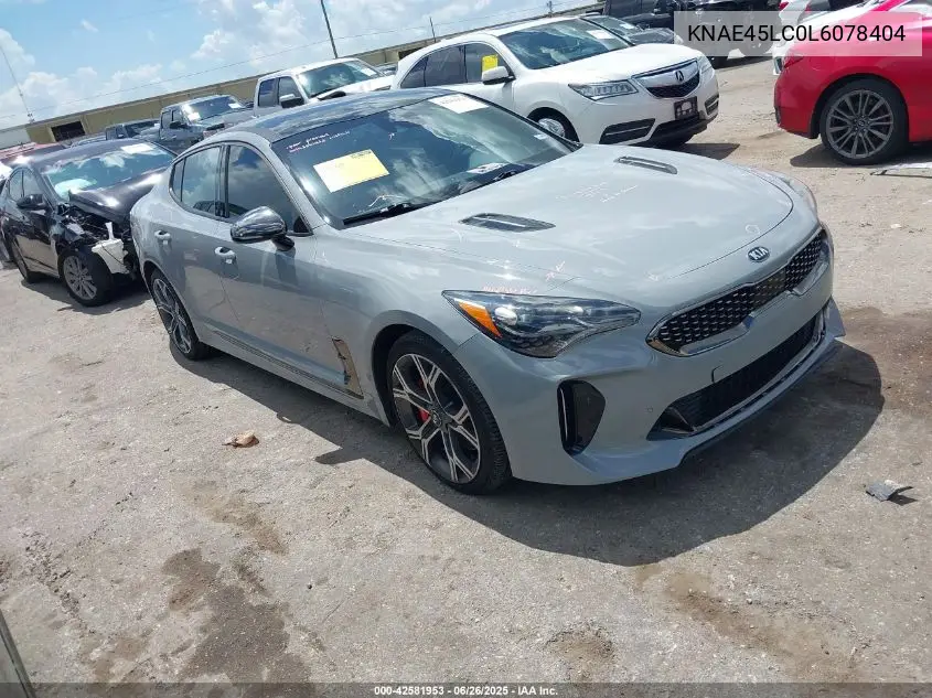 2020 Kia Stinger Gt1 VIN: KNAE45LC0L6078404 Lot: 42581953