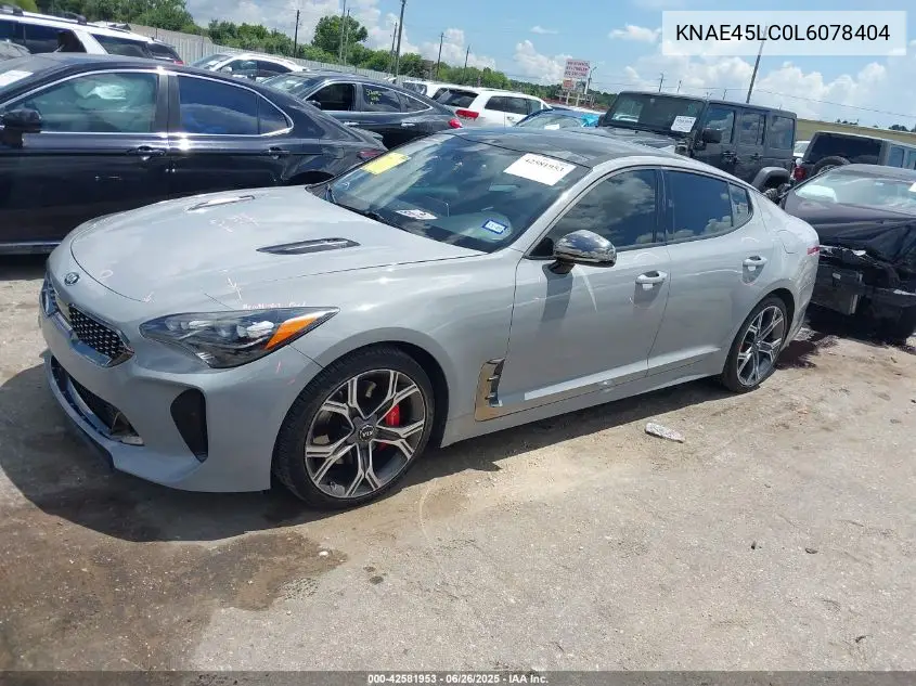 2020 Kia Stinger Gt1 VIN: KNAE45LC0L6078404 Lot: 42581953