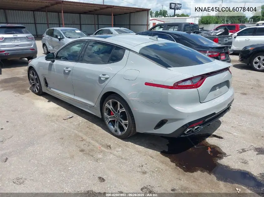 2020 Kia Stinger Gt1 VIN: KNAE45LC0L6078404 Lot: 42581953