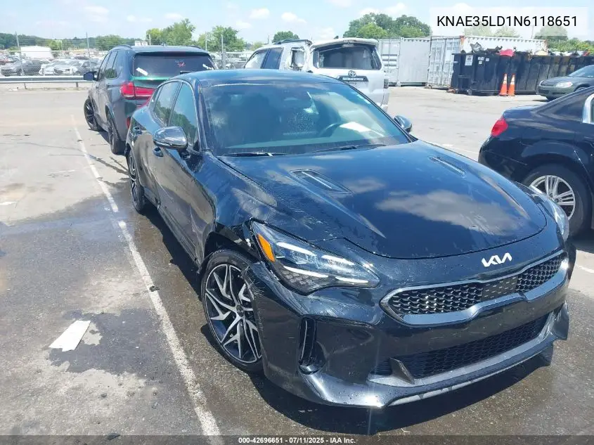 2022 Kia Stinger Gt-Line VIN: KNAE35LD1N6118651 Lot: 42696651
