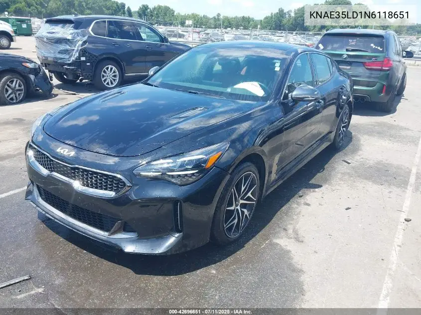2022 Kia Stinger Gt-Line VIN: KNAE35LD1N6118651 Lot: 42696651