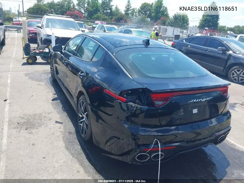 2022 Kia Stinger Gt-Line VIN: KNAE35LD1N6118651 Lot: 42696651
