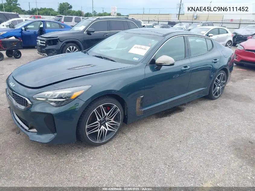 2022 Kia Stinger Gt1 VIN: KNAE45LC9N6111452 Lot: 42699446